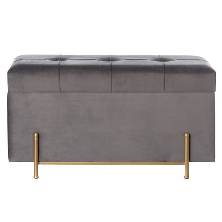 Fabulaxe Large Velvet Storage Ottoman with Gold Legs, Gray QI003938.GY